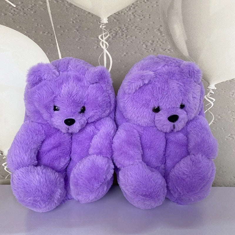 Purple Teddy Slippers