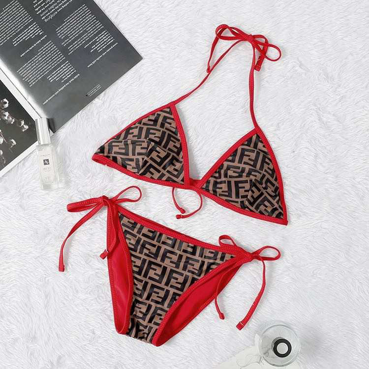 Brown & Red Swimsuit