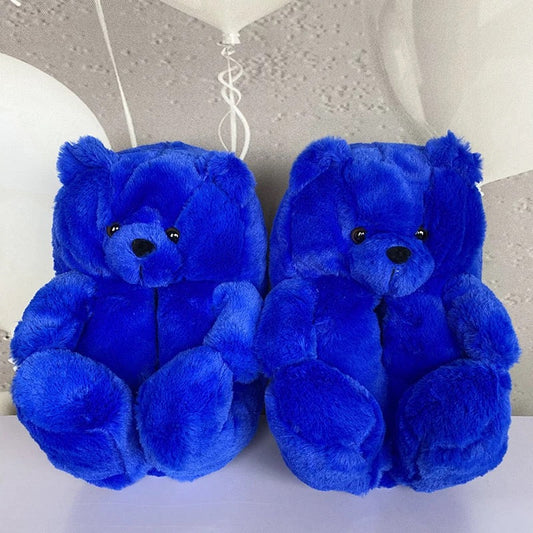 Blue Teddy Slippers