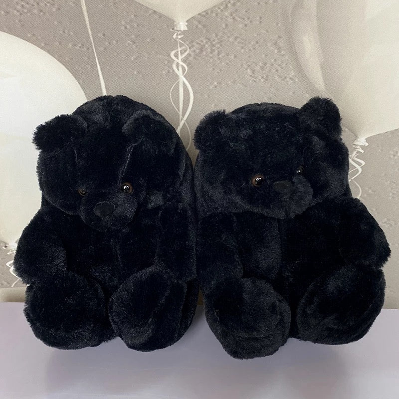 Black Teddy Slippers