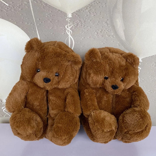 Brown Teddy Slippers