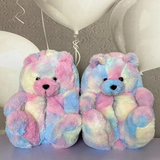 Cotton Candy Teddy Slippers