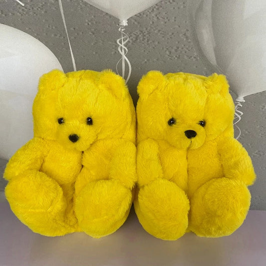 Yellow Teddy Slippers