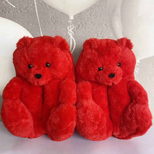 Red Teddy Slippers