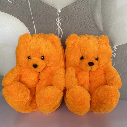 Orange Teddy Slippers